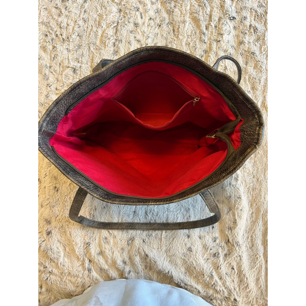 Montana West Zippered Faux Leather Shoulder Bag Gray and Red/Pink EUC - Picture 8 of 12